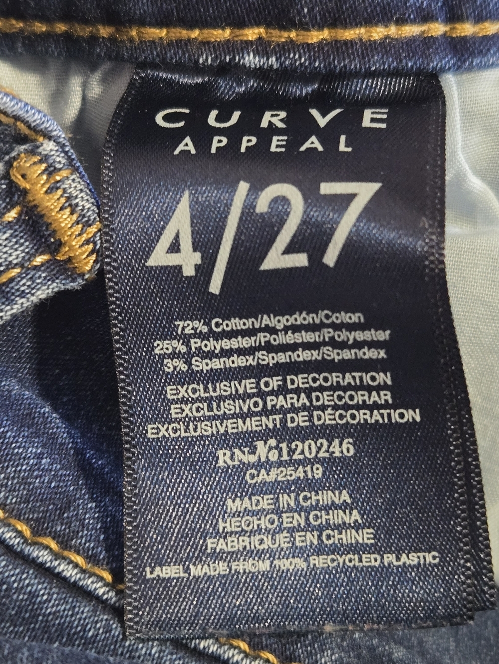 Curve Appeal Bermuda Shorts, High-Rise, Dark Wash, 5-Pocket Design-Size 4/27 - Picture 12 of 13